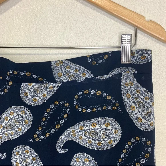 NWOT L LOFT Outlet Paisley Print Ruffled Flowy Lined Navy Mimi Skirt - Picture 9 of 10